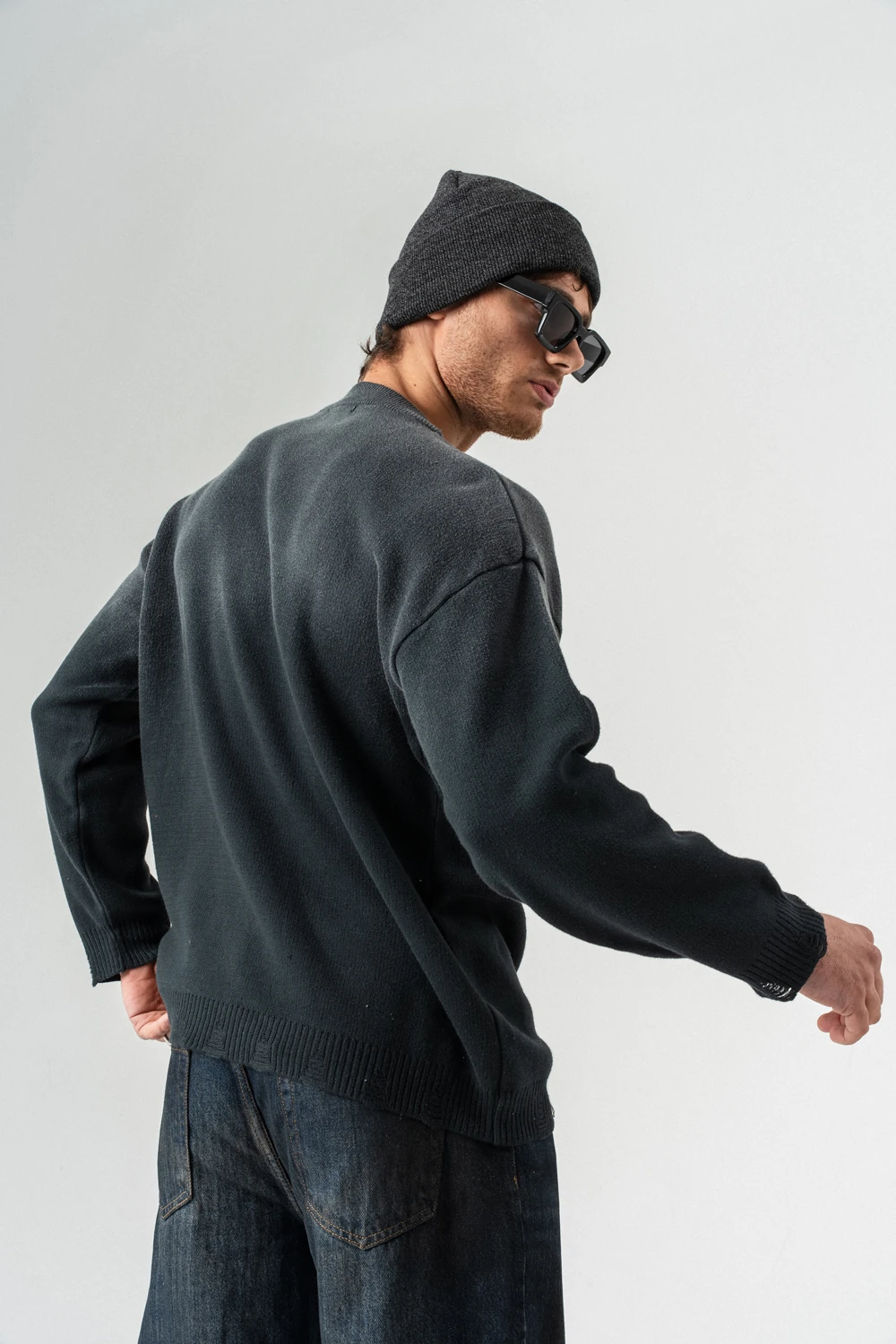 Grimshade Eskitme Detaylı Bisiklet Yaka Triko Kazak