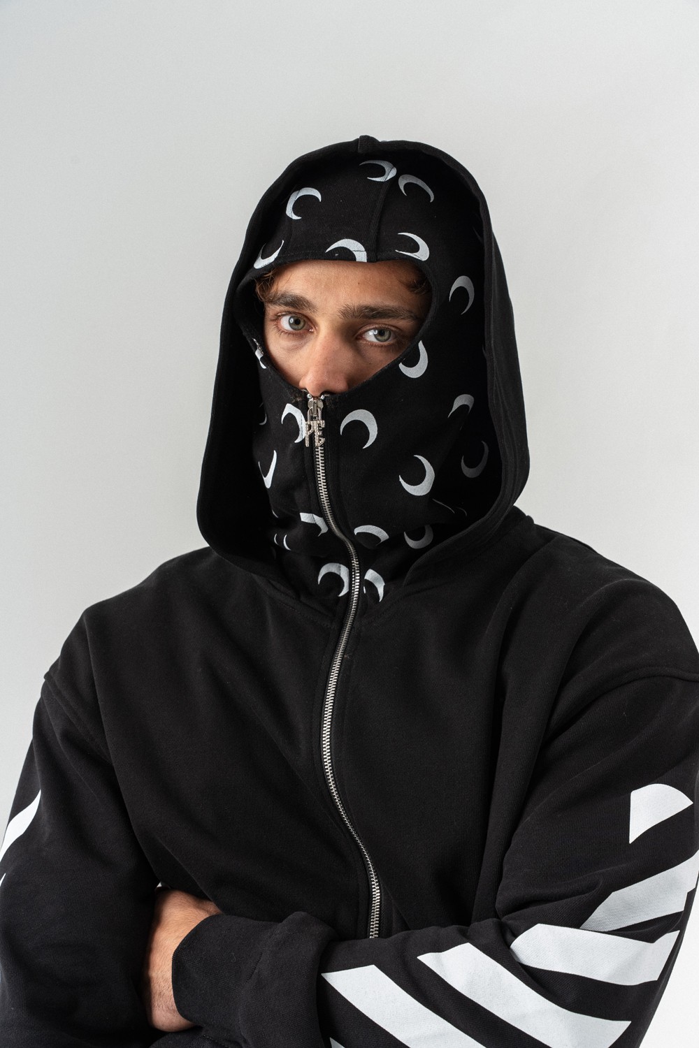 Moonknight Maske Detay Fermuarlı Sweatshirt Hoodie