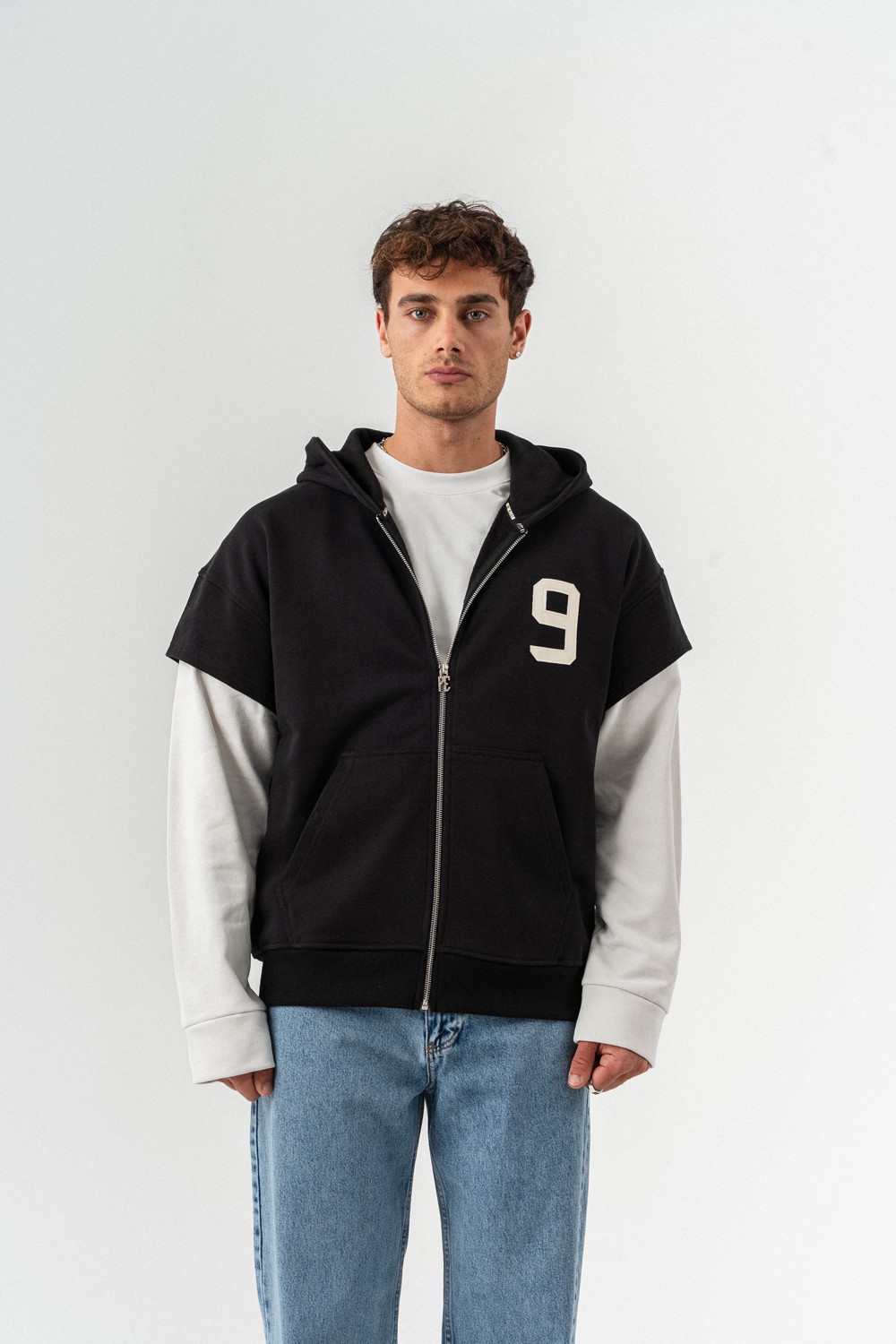 Patriot 9 Premium Deri Detay Fermuarlı Sweatshirt Hoodie
