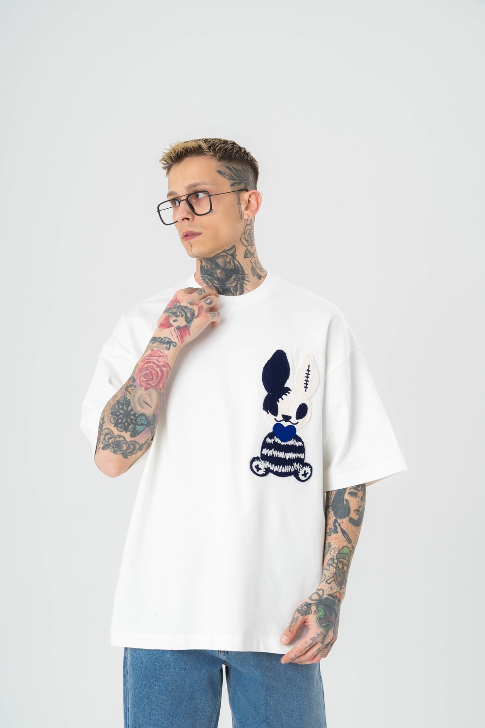Love Rabbit Nakış Detaylı Oversize T-shirt