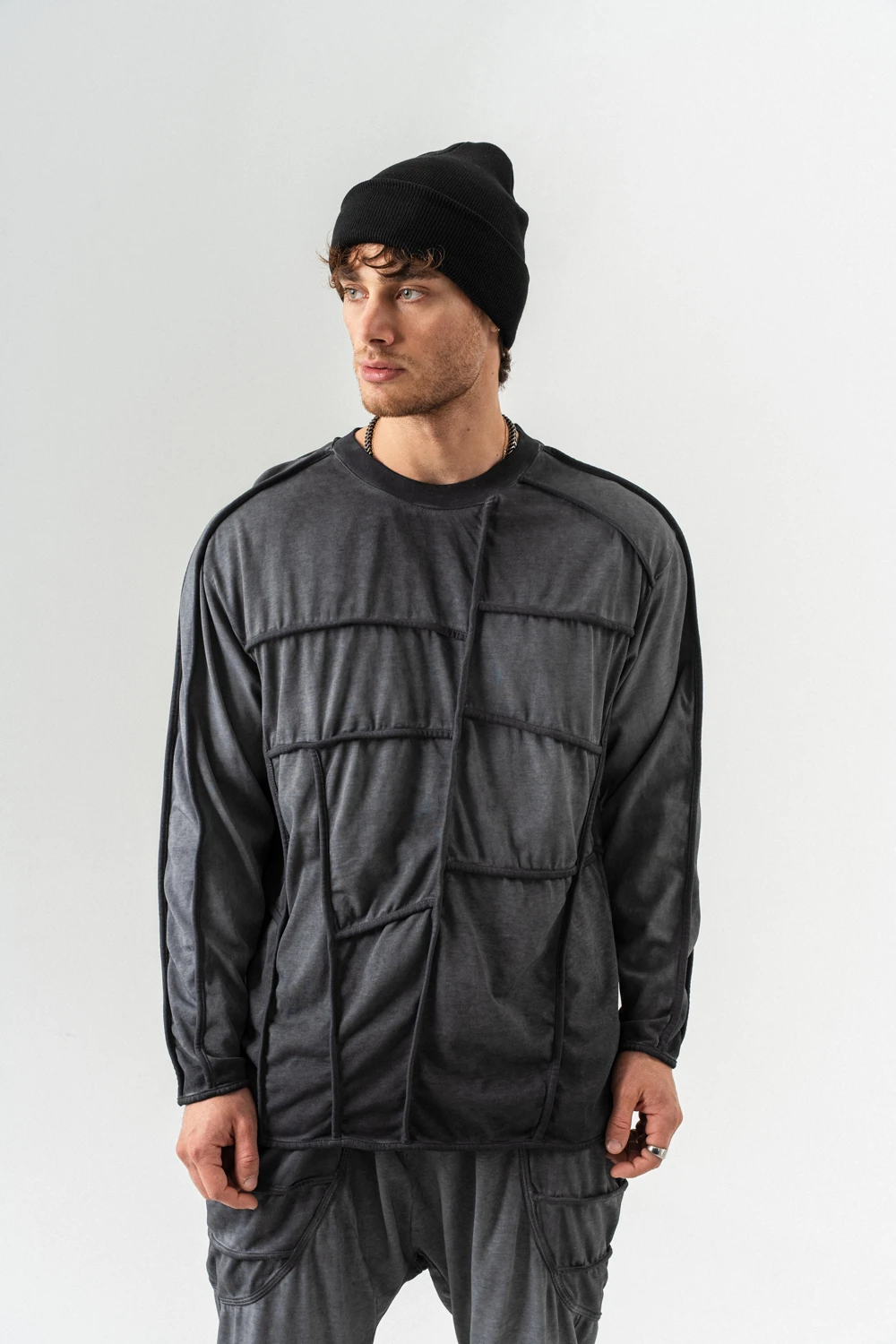 Gravel Street Parça Detaylı Bisiklet Yaka Sweatshirt