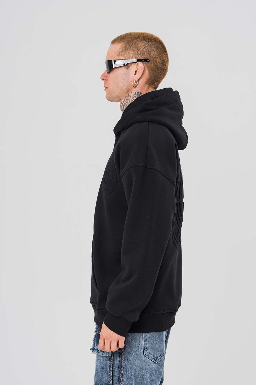 World Kabartma Detaylı Gramajlı Kapüşonlu Sweatshirt