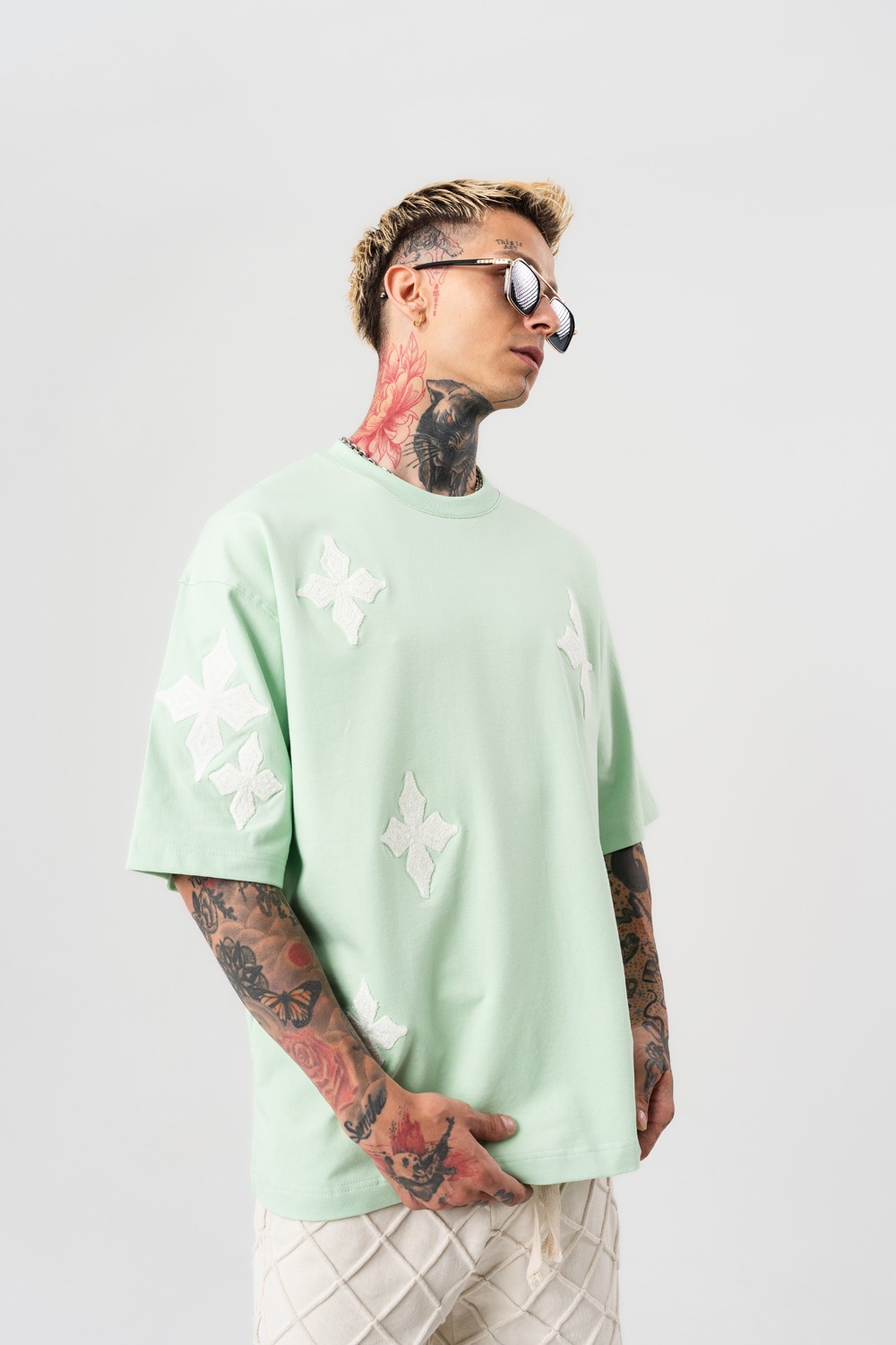 Starpiece Nakış Detaylı Oversize T-shirt - Mint