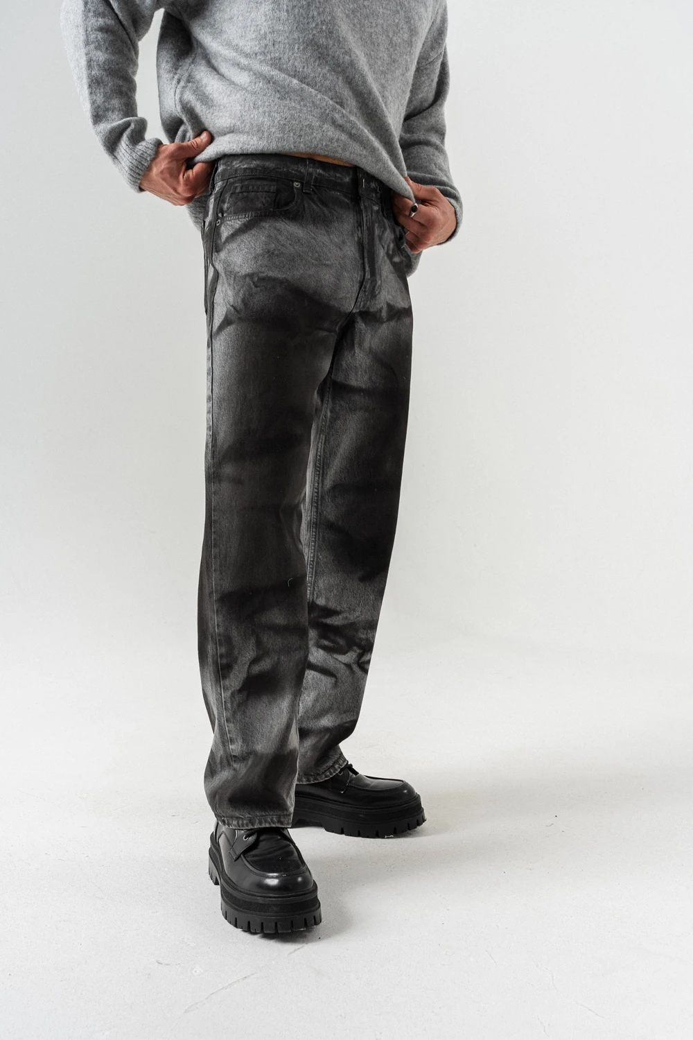 Ashrail Yıkamalı Baggy Jean Pantolon