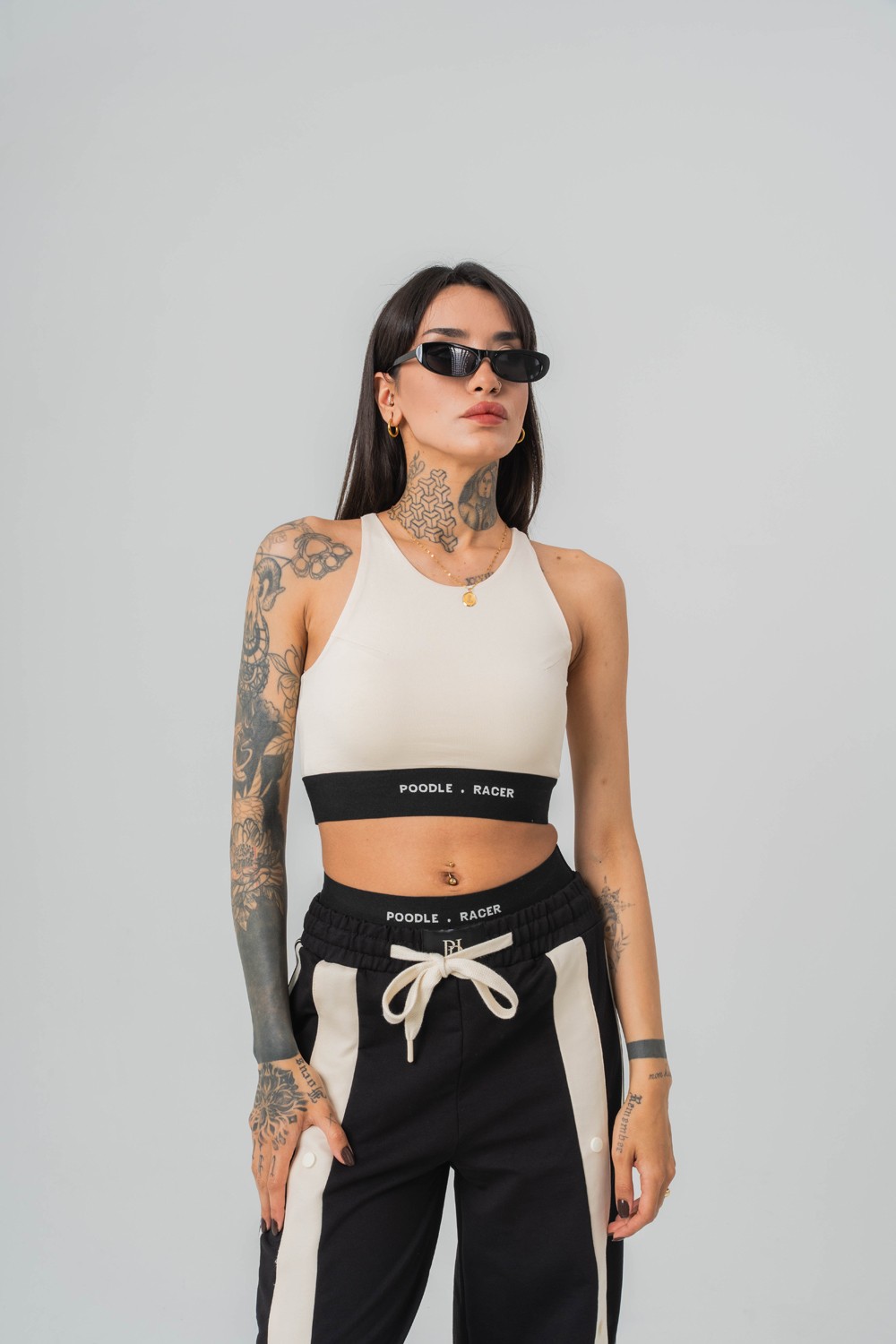 Urban Stripe Crop +  Kapüşonlu Kadın T-shirt 2' li Set