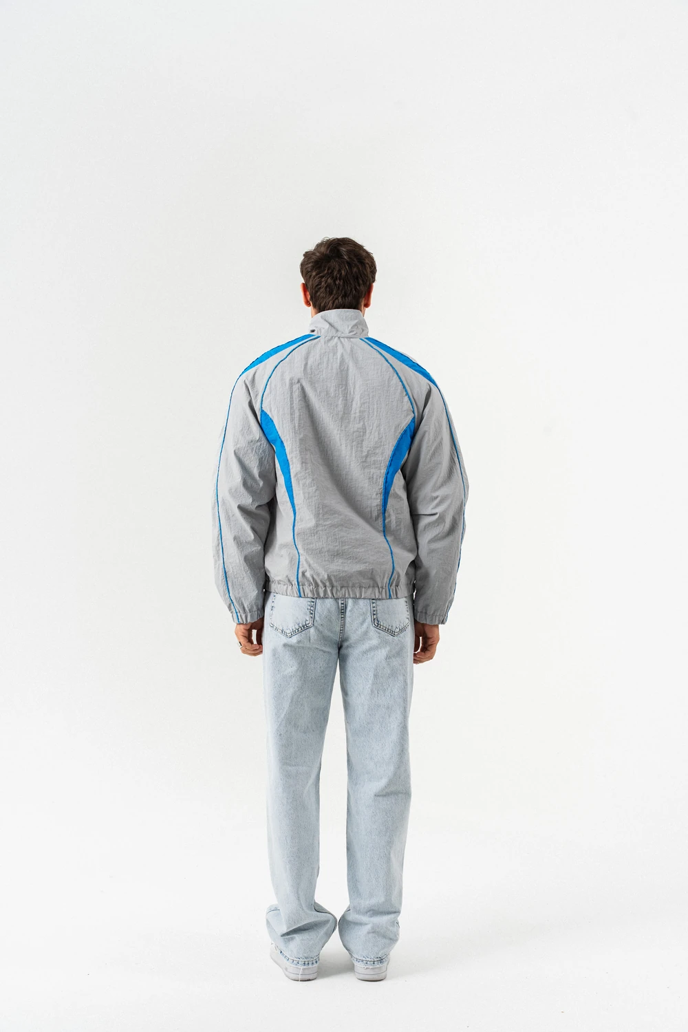 Nightrun Paraşüt Kumaş Fermuarlı Vintage Rüzgarlık Mont - Gri