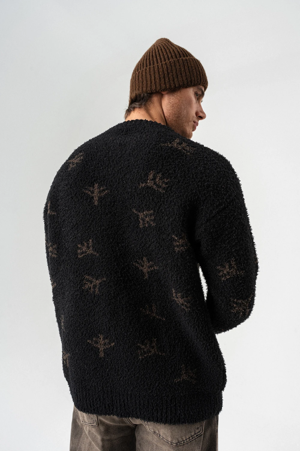 Deer Bisiklet Yaka Teddy Kumaş Kazak