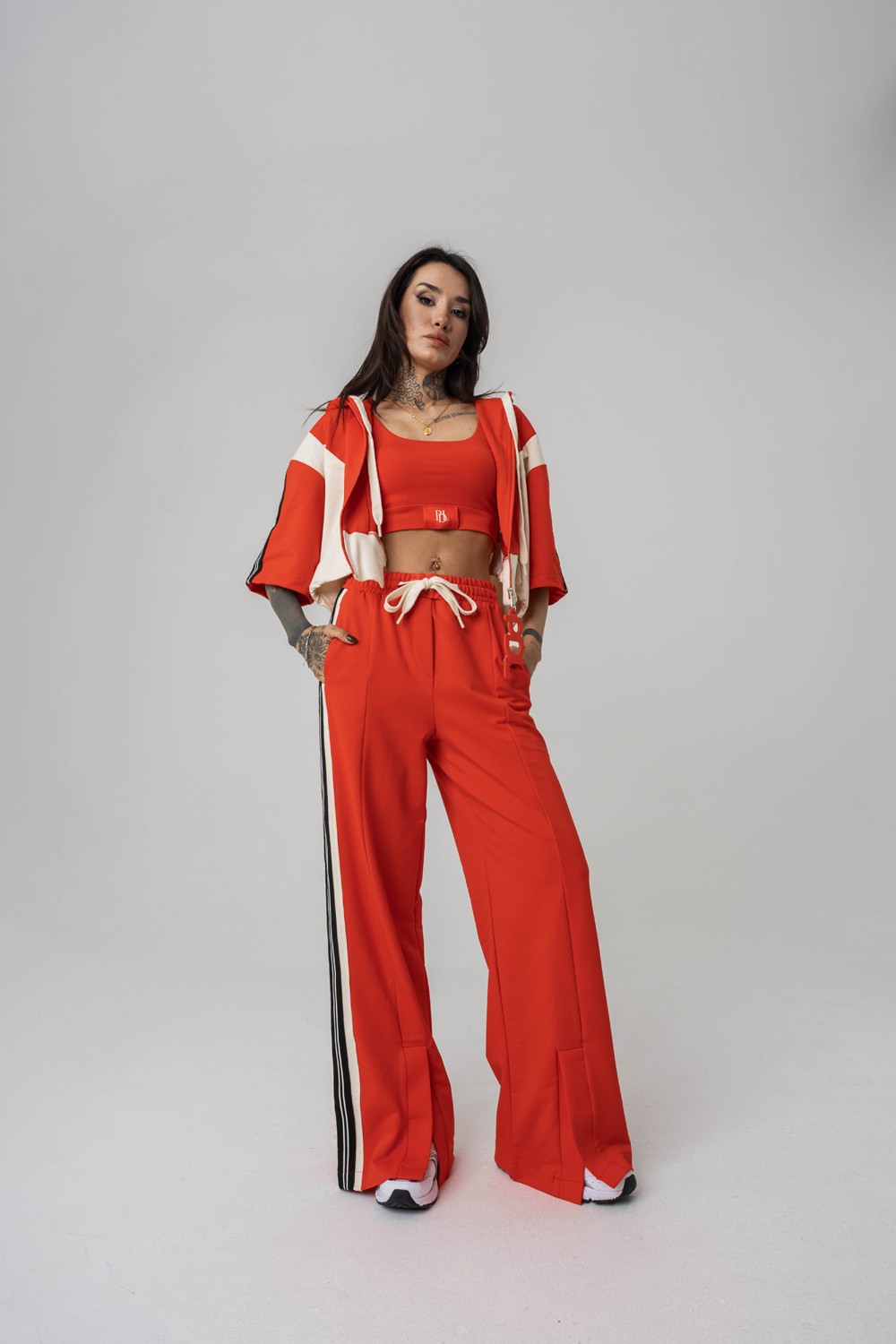 Cozycore Crop ve Kapüşonlu Kadın T-shirt 2'li Set