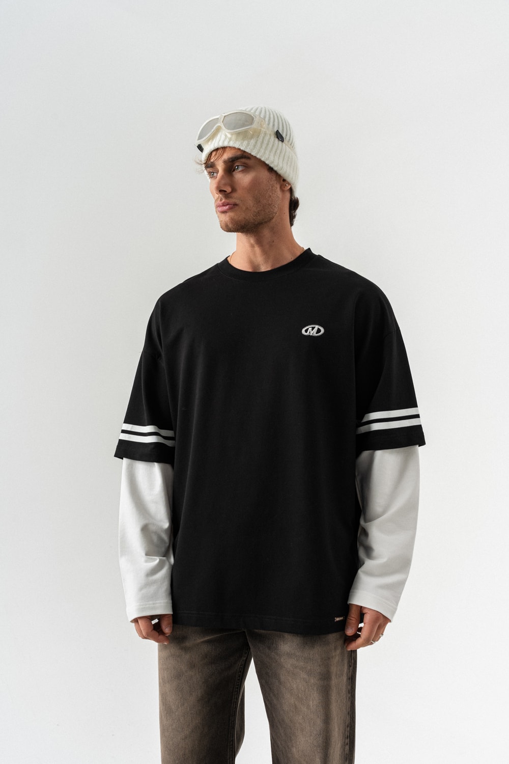 Soical Mode Bisiklet Yaka Birleşik Sweatshirt