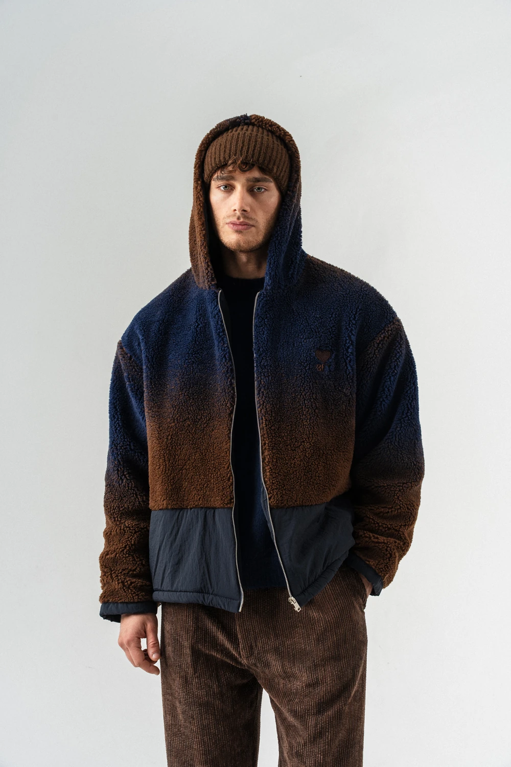 Grayscale Fermuarlı Polar Mont