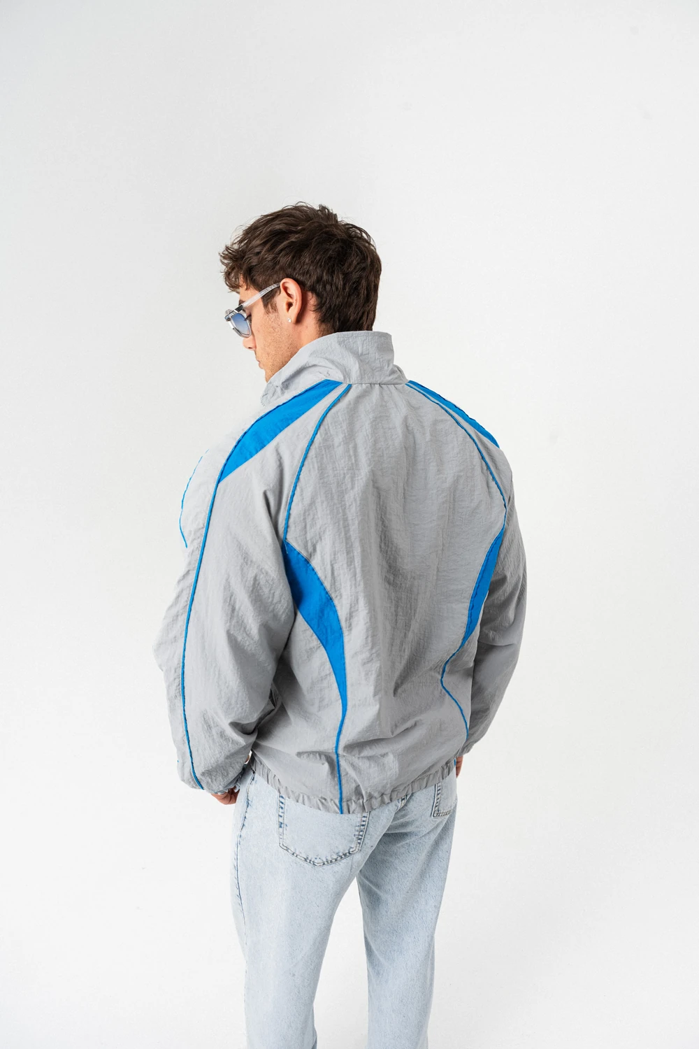 Nightrun Paraşüt Kumaş Fermuarlı Vintage Rüzgarlık Mont - Gri