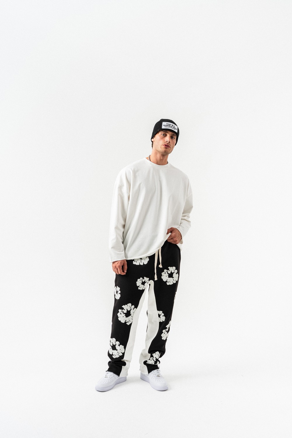 Tear Kabartma Baskı Baggy Eşofman Alt