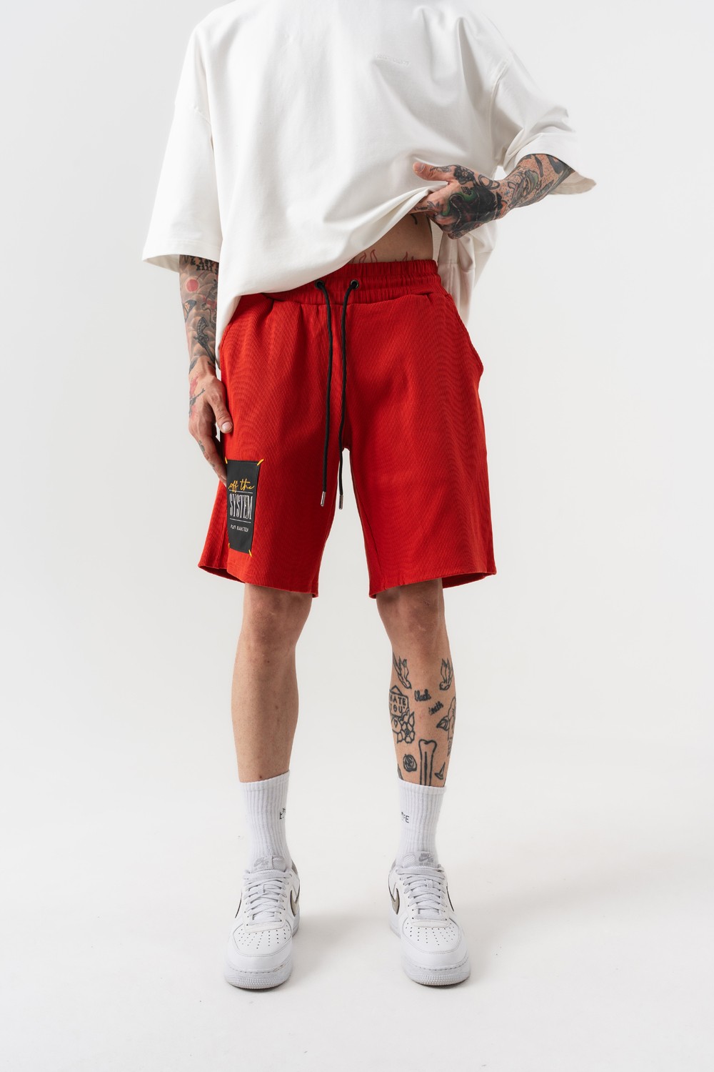 System Patch Nakış Oversize Şort