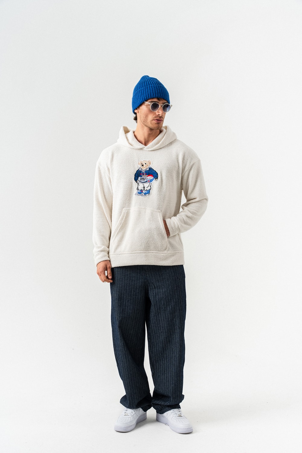 Sporsbear Havlu Kumaş Patchli Kapüşonlu Sweatshirt Hoodie