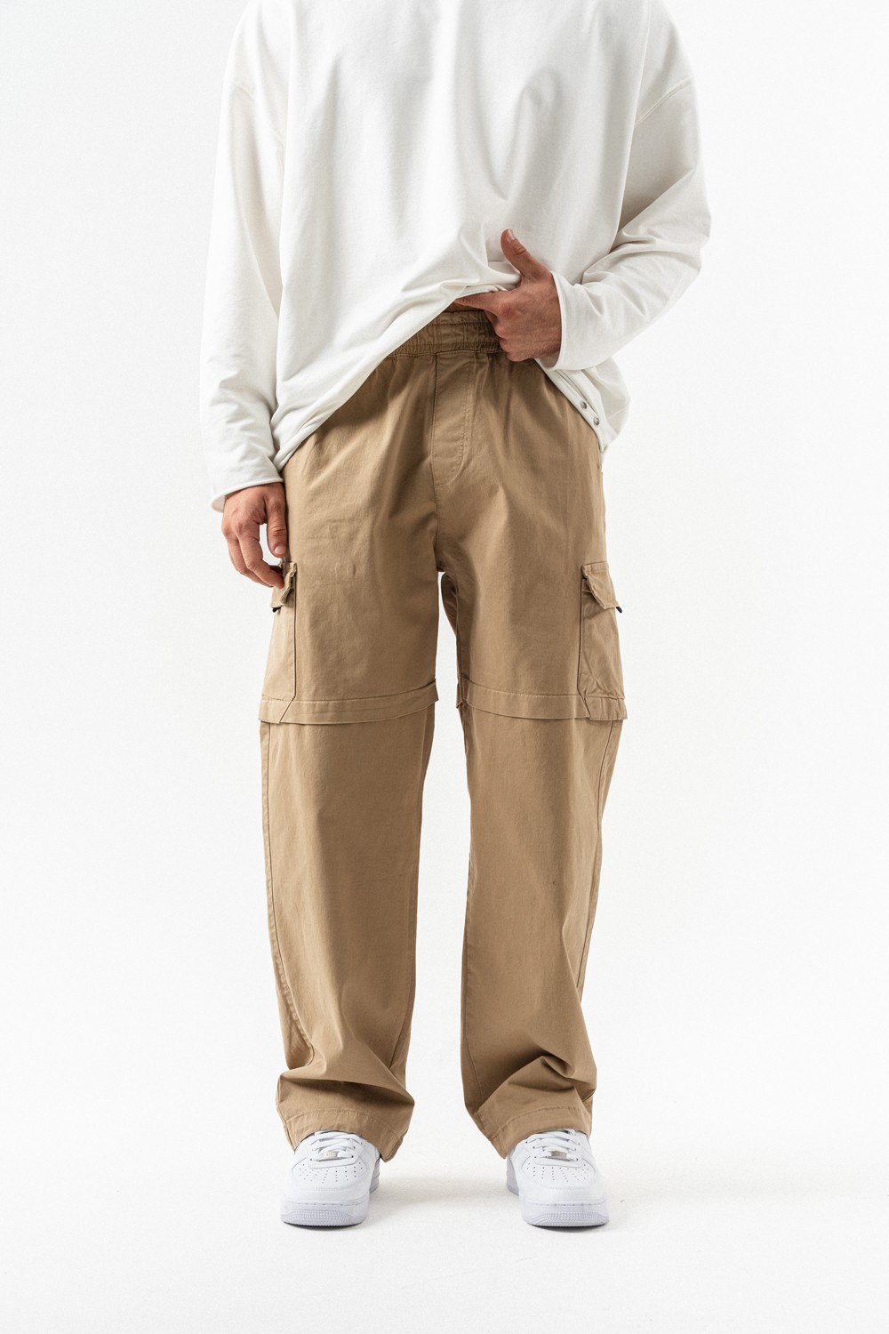 Relax Flow Paça Detaylı Kargo Pantolon - Bej
