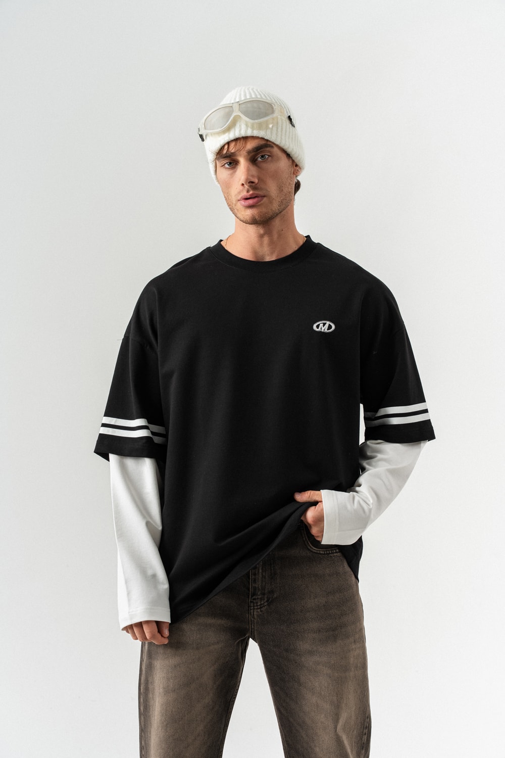 Soical Mode Bisiklet Yaka Birleşik Sweatshirt