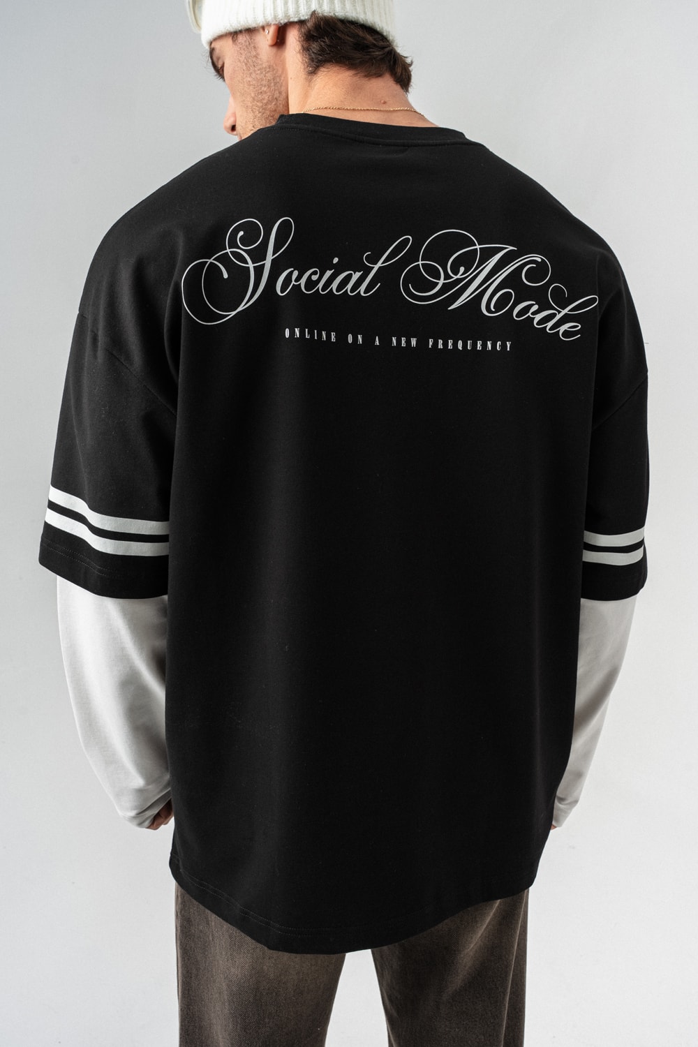 Soical Mode Bisiklet Yaka Birleşik Sweatshirt