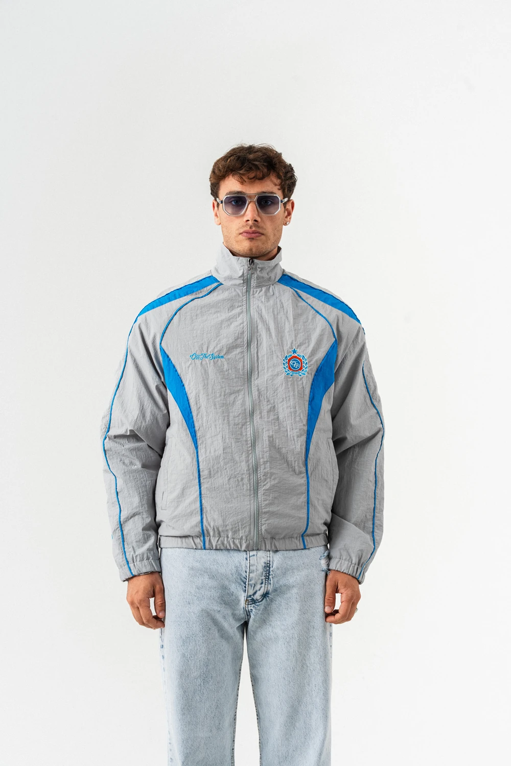 Nightrun Paraşüt Kumaş Fermuarlı Vintage Rüzgarlık Mont - Gri