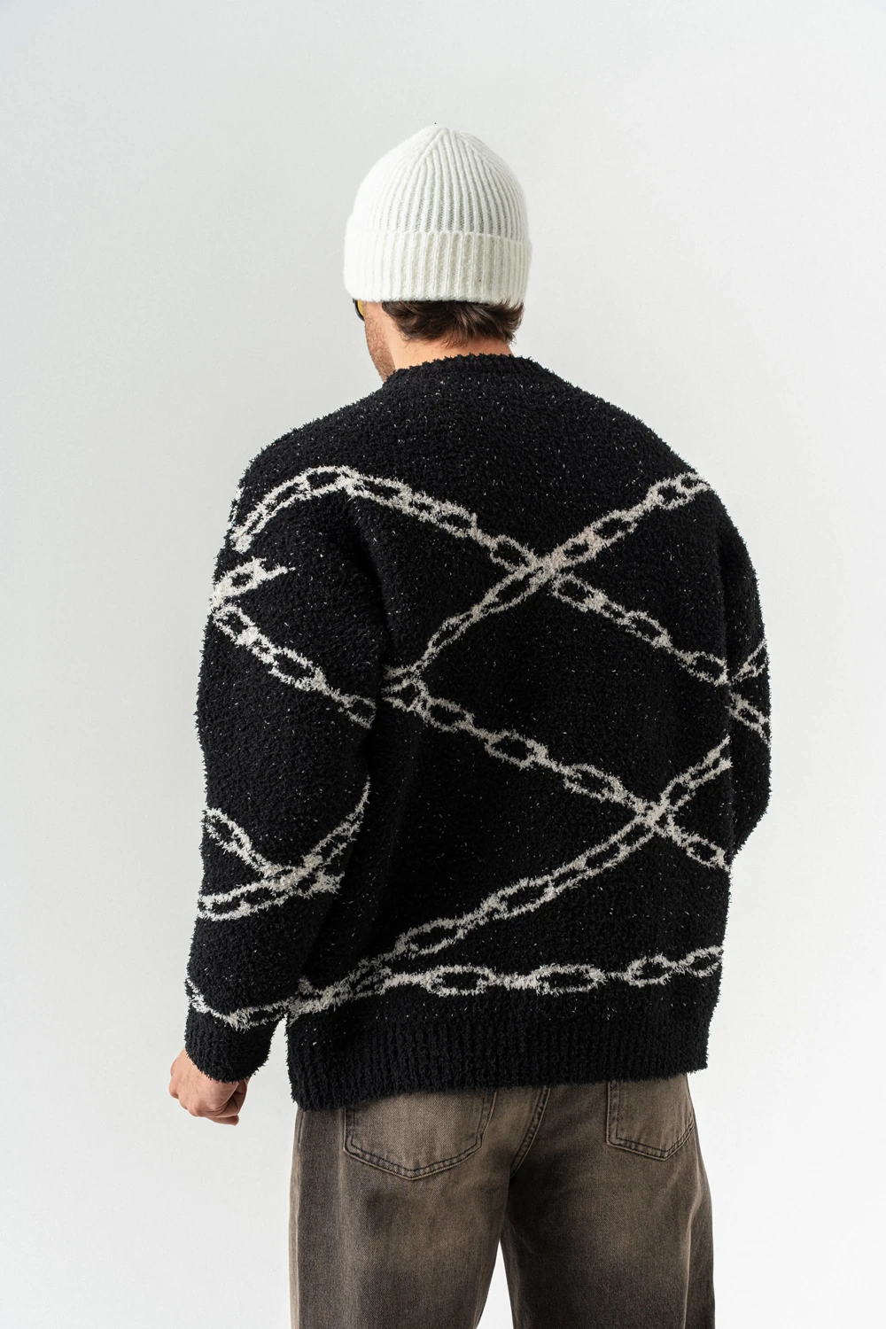 Chain Bisiklet Yaka Teddy Kumaş Kazak