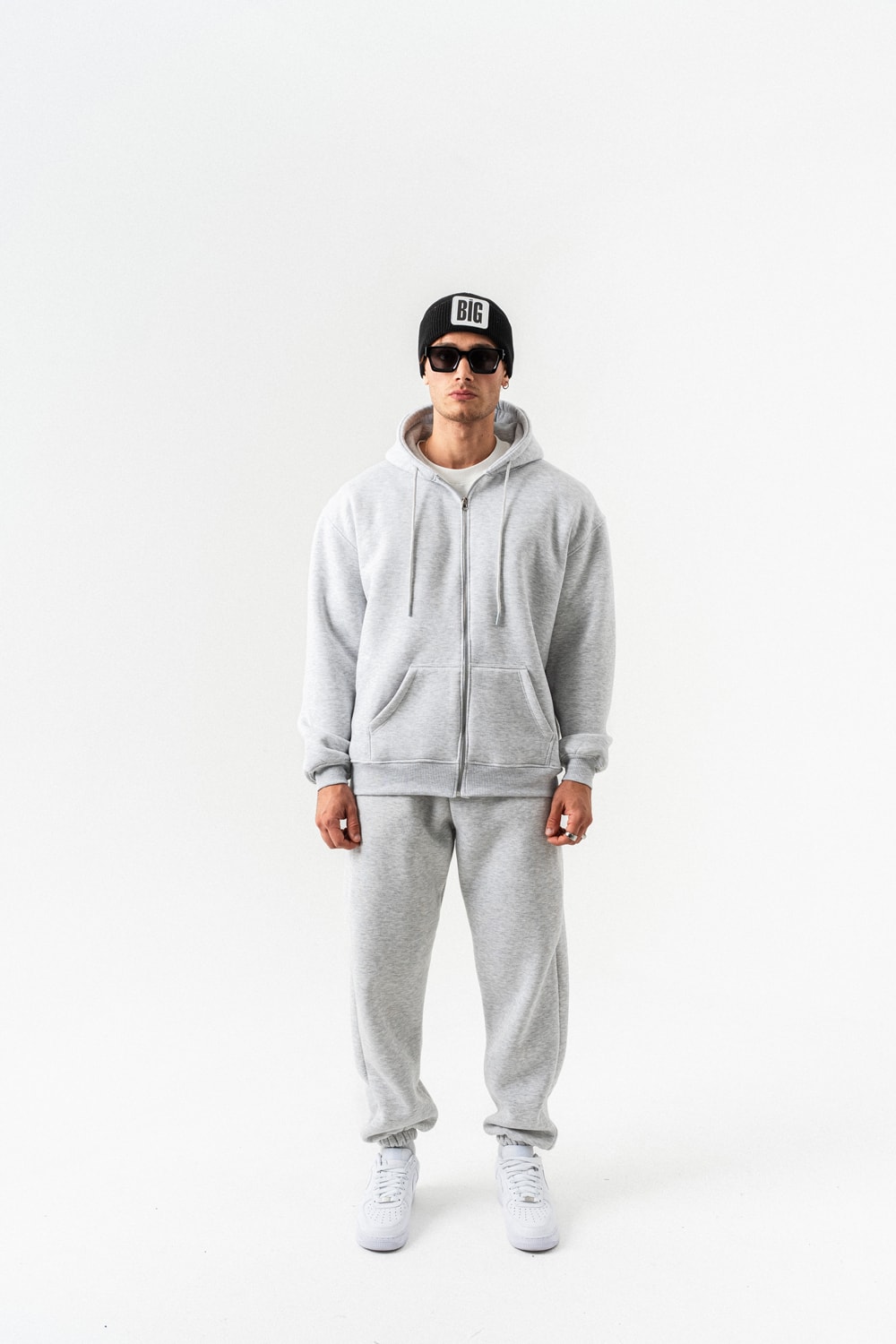 Fynor Fermuarlı Sweatshirt Hoodie ve Jogger Eşofman Takımı - Grimelanj