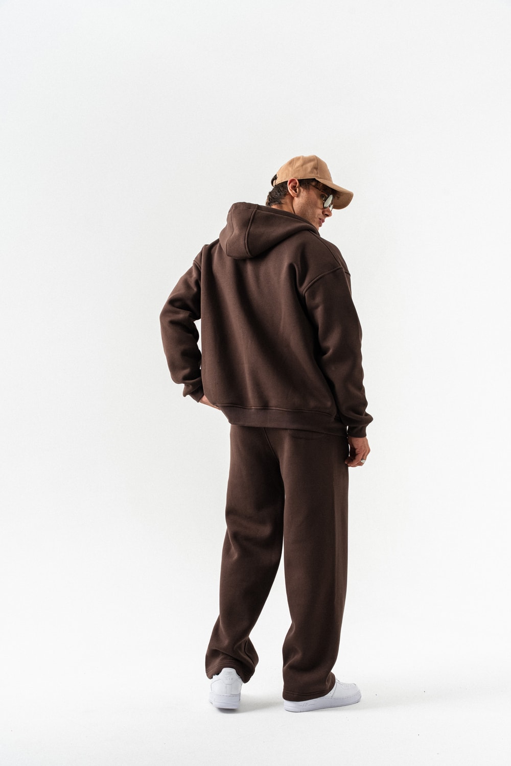 Brickstorm Fermuarlı Hoodie ve Baggy Eşofman Takımı - Kahverengi
