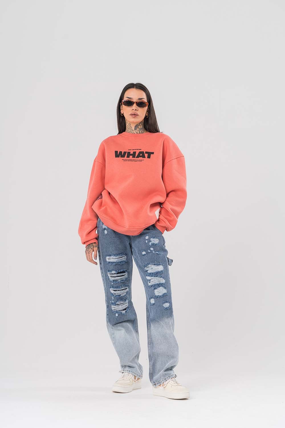 What Patch Detaylı Bisiklet Yaka Sweatshirt