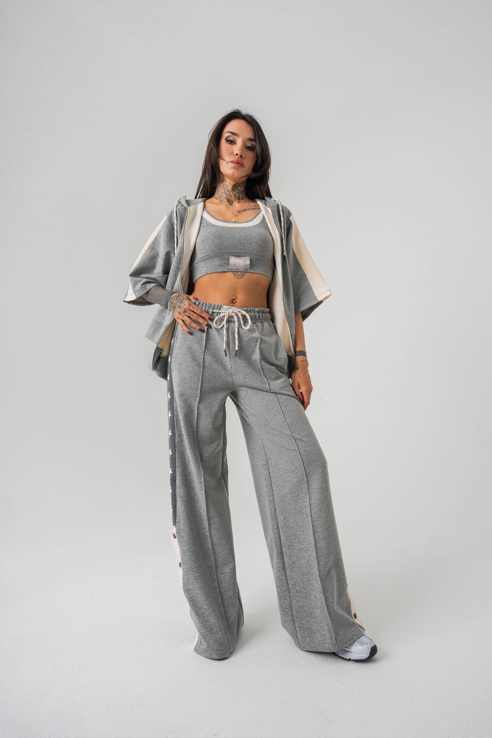 Stardrift Crop ve Kapüşonlu Kadın T-shirt 2'li Set