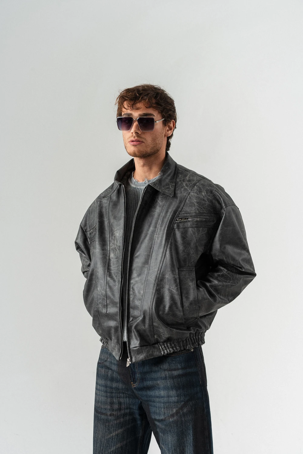 Blendcore Fermuar ve Cep Detaylı Deri Mont