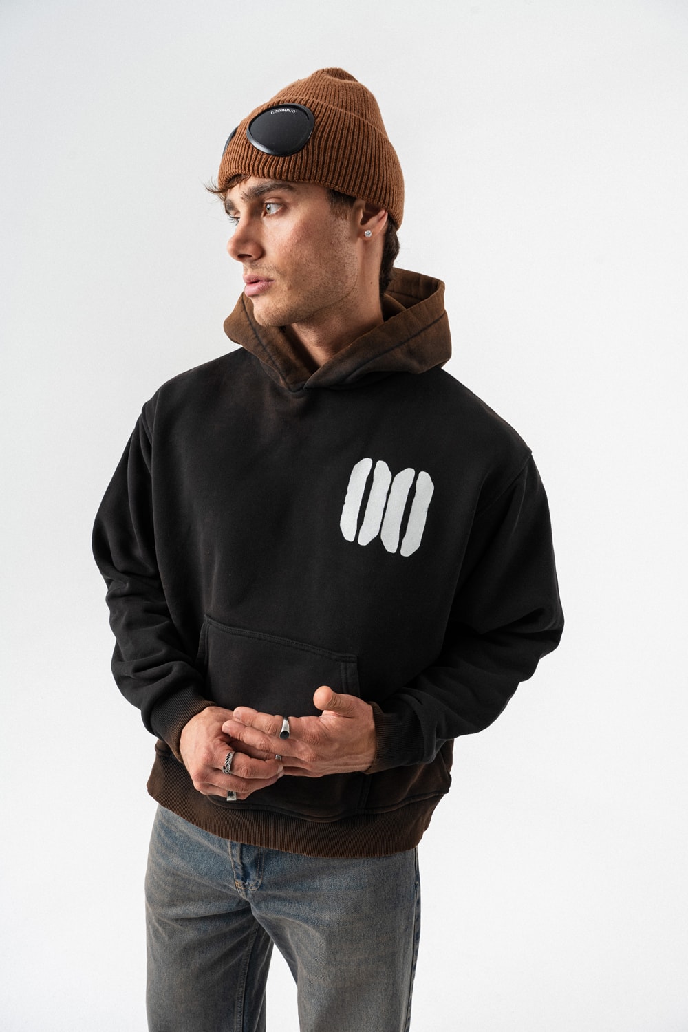 00 Style Yıkamalı Sırt Baskı Sweatshirt Hoodie