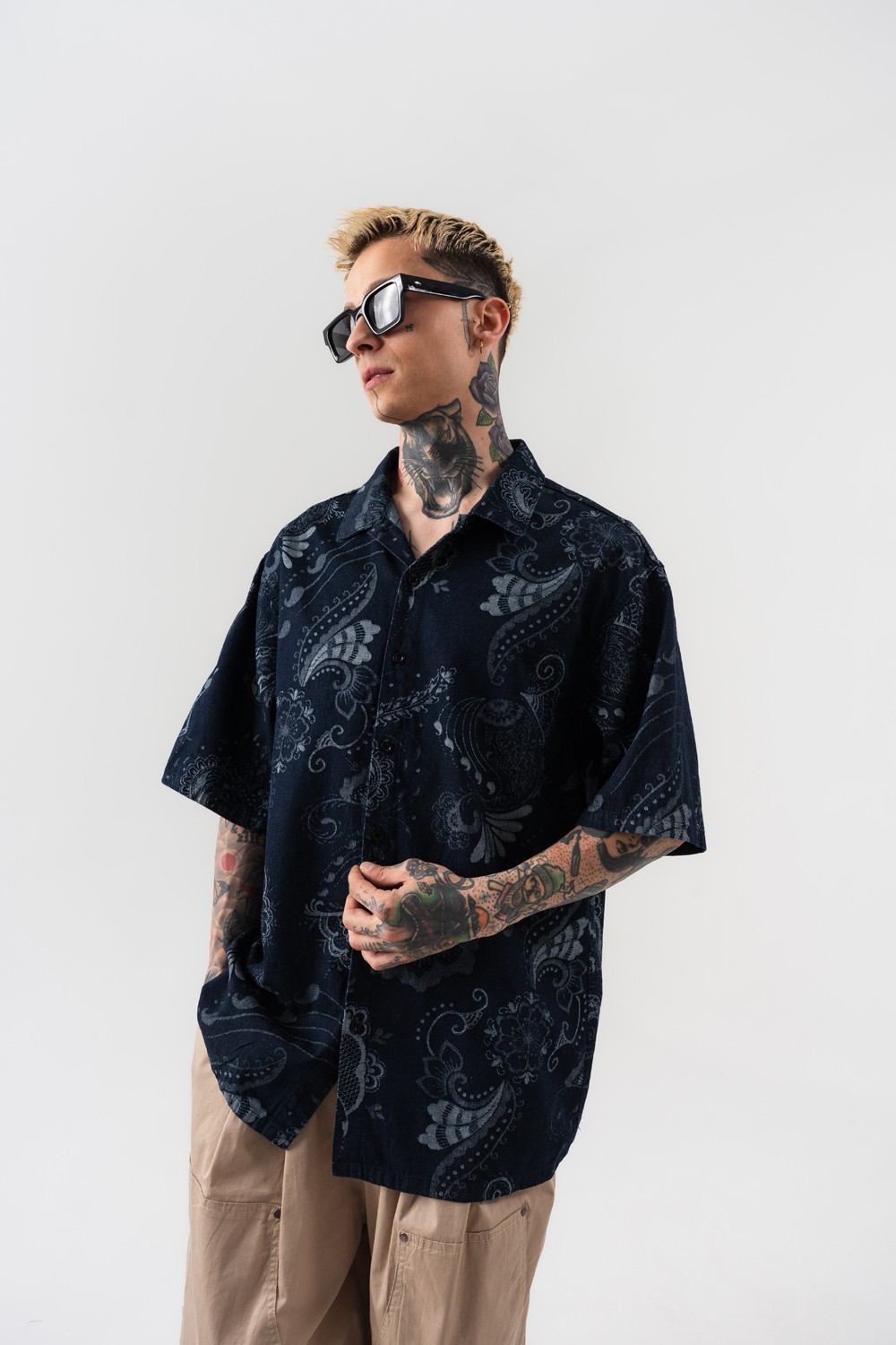 Offtrack Nakış Desen Oversize Gömlek