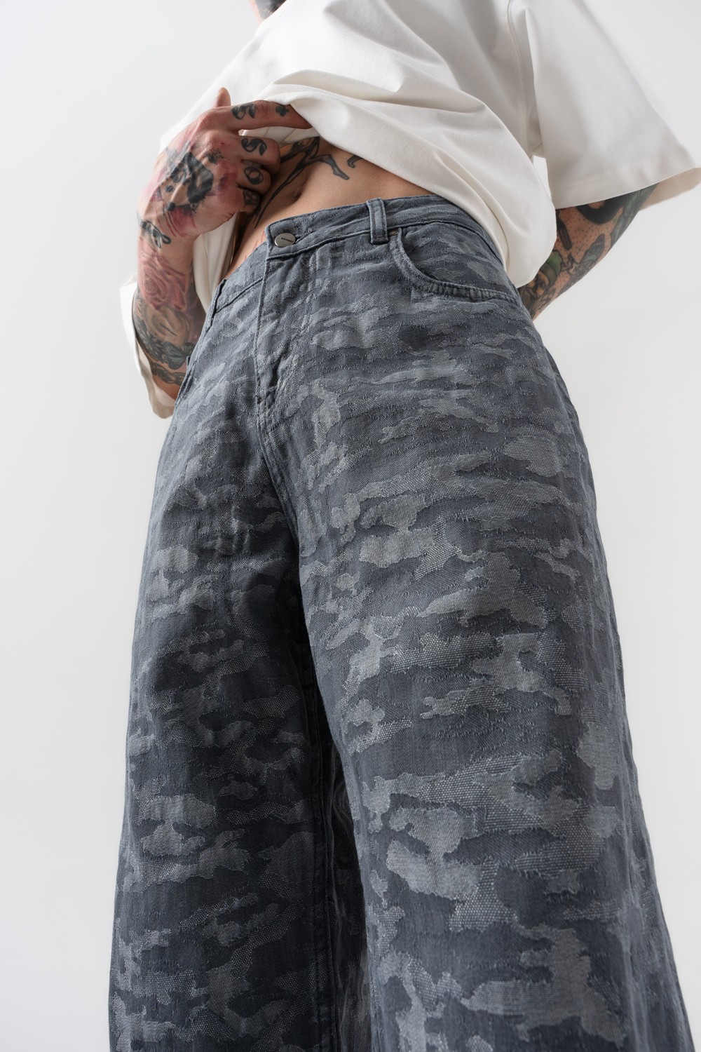 Cloud Nakış Detaylı Jean Baggy Pantolon