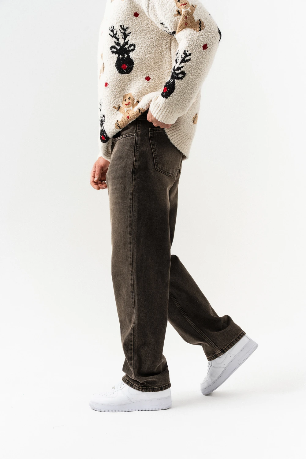 Fuzzy Jean Baggy Pantolon