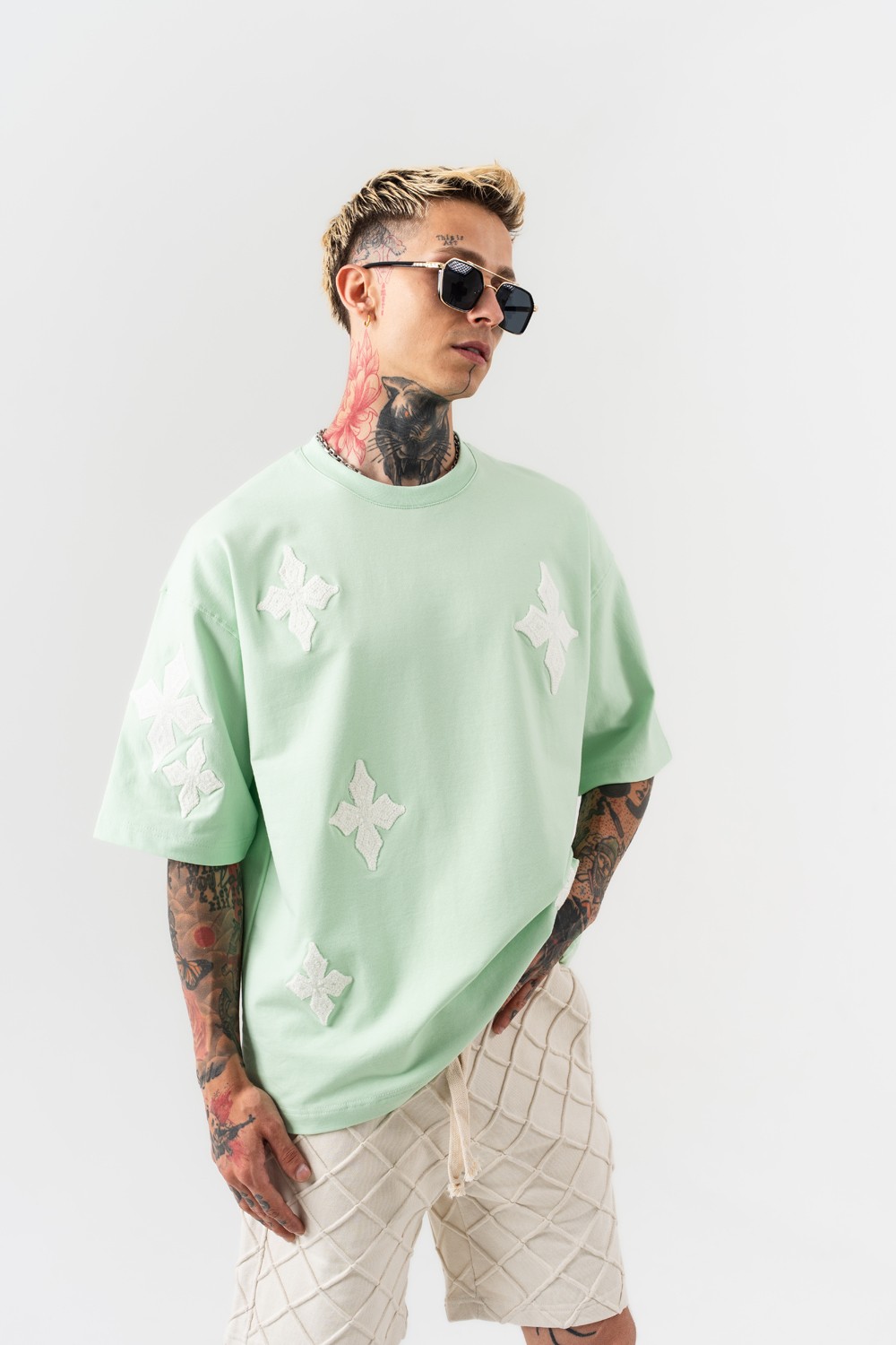 Starpiece Nakış Detaylı Oversize T-shirt - Mint