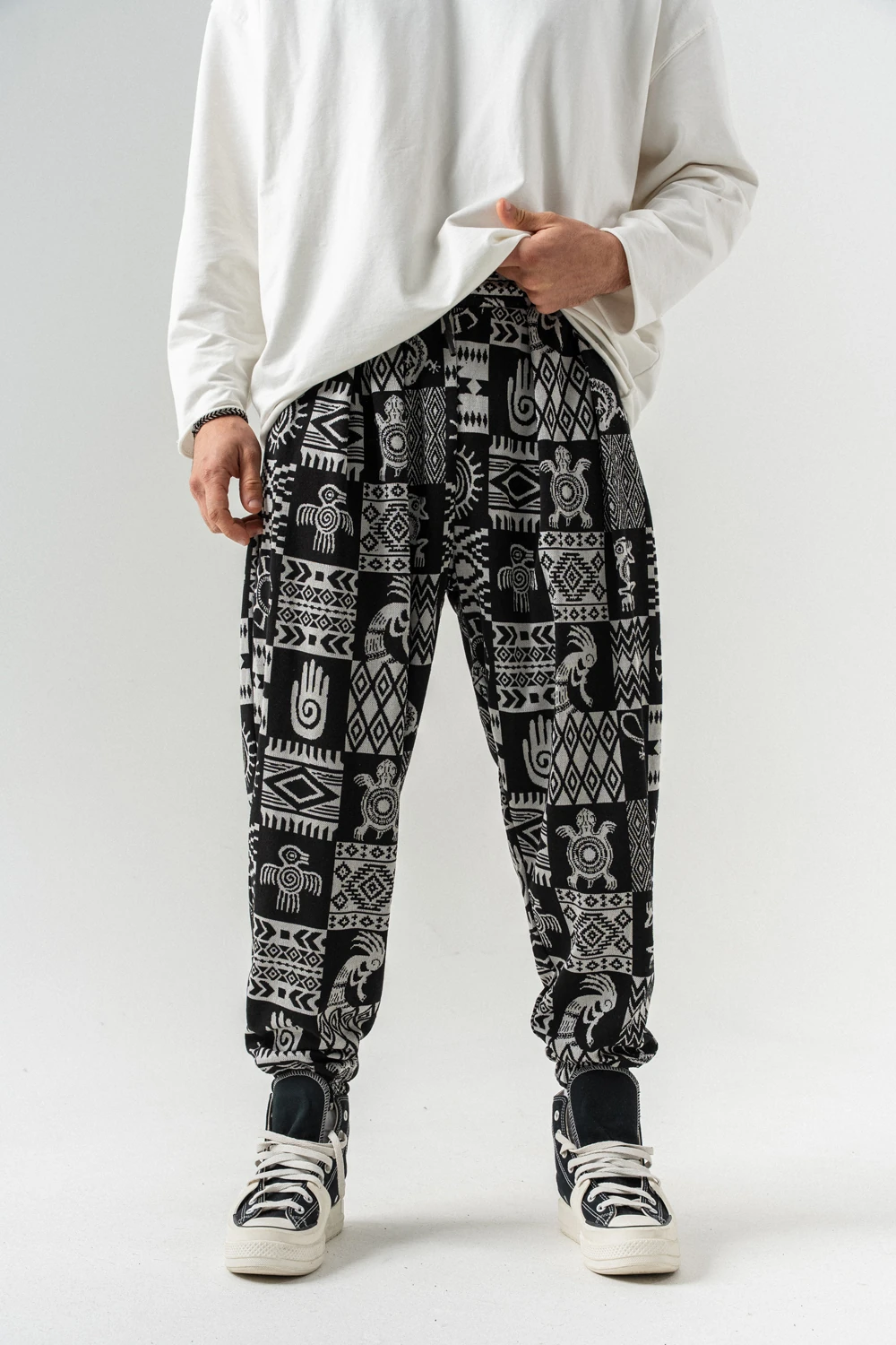 Egyptbox Bel ve Paça Lastikli Pileli Şalvar