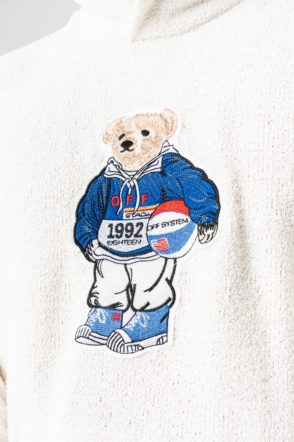 Sporsbear Havlu Kumaş Patchli Kapüşonlu Sweatshirt Hoodie