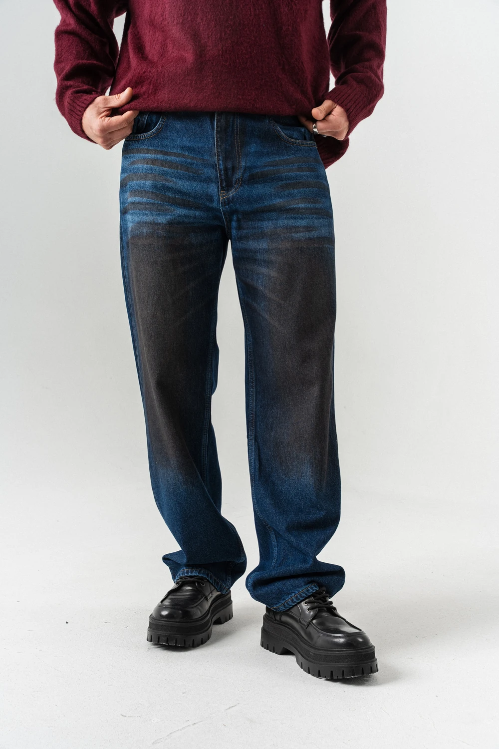 Ironfade Eskitme Detaylı Jean Baggy Pantolon