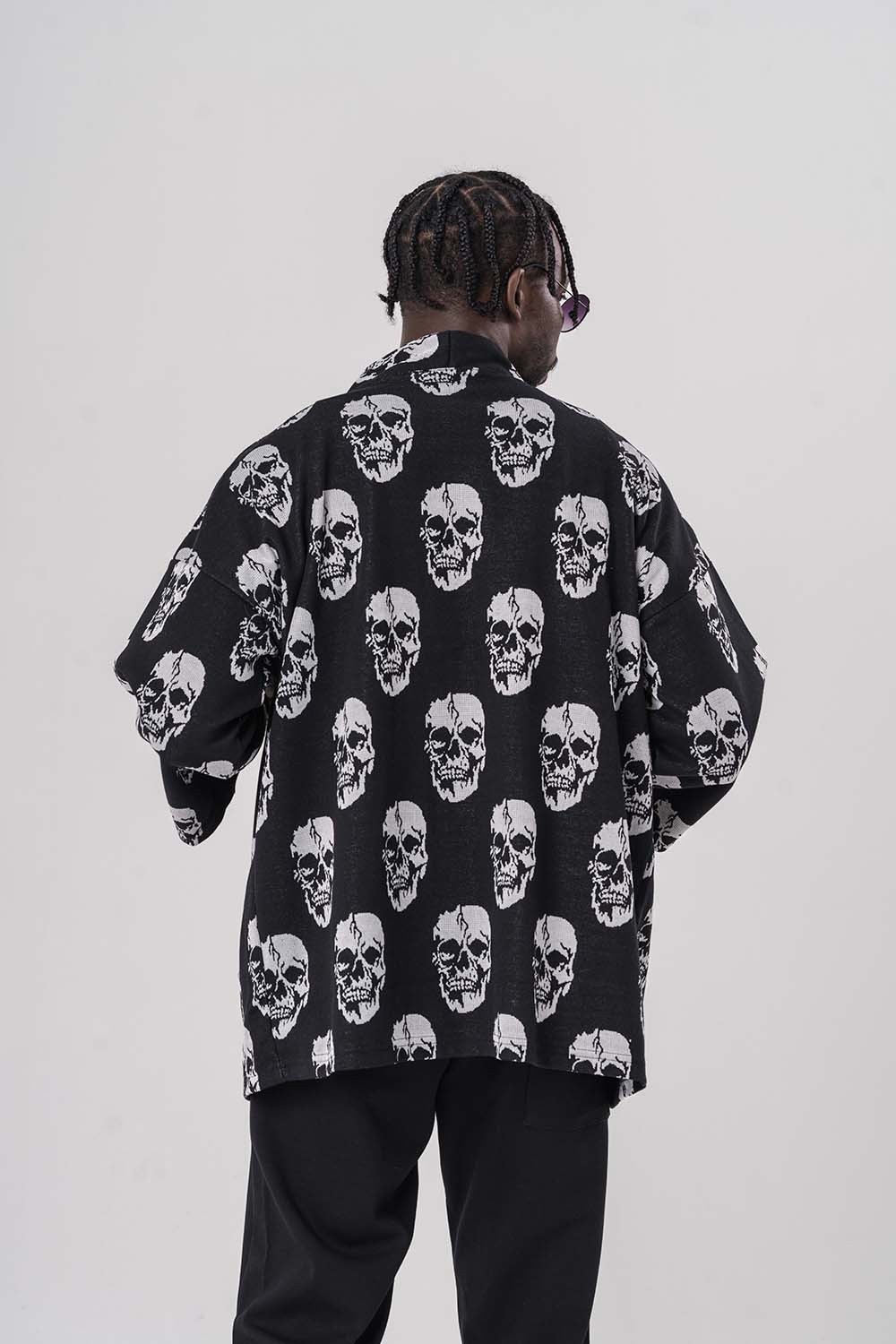 Skull Desenli Kimono Hırka