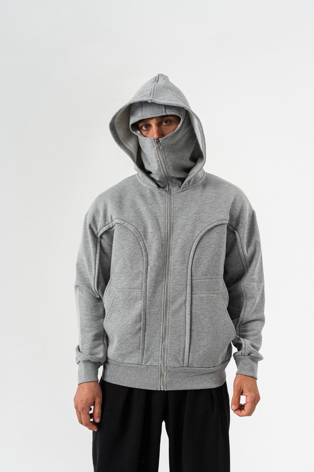Cypher Maske Detay Fermuarlı Sweatshirt Hoodie