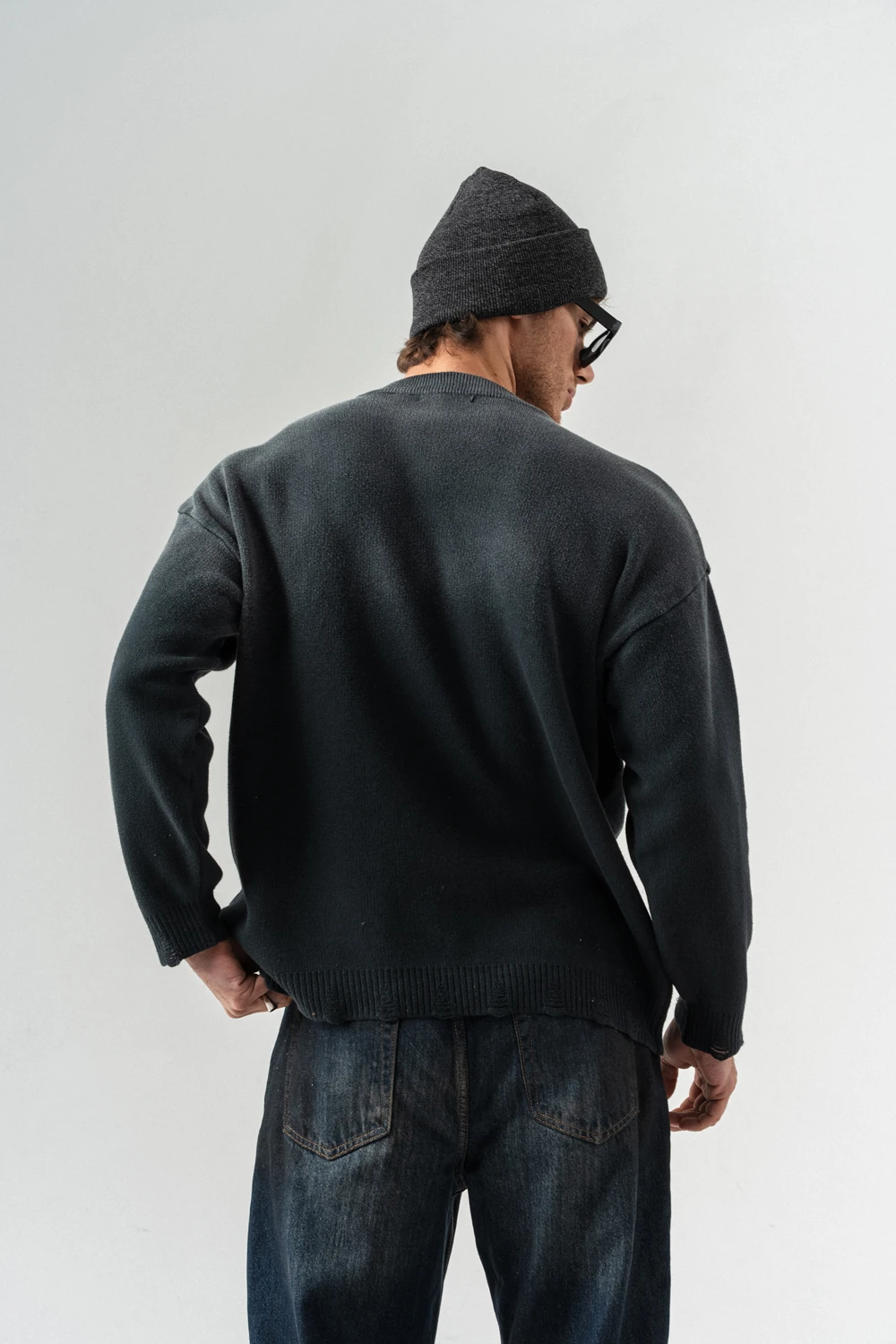 Grimshade Eskitme Detaylı Bisiklet Yaka Triko Kazak