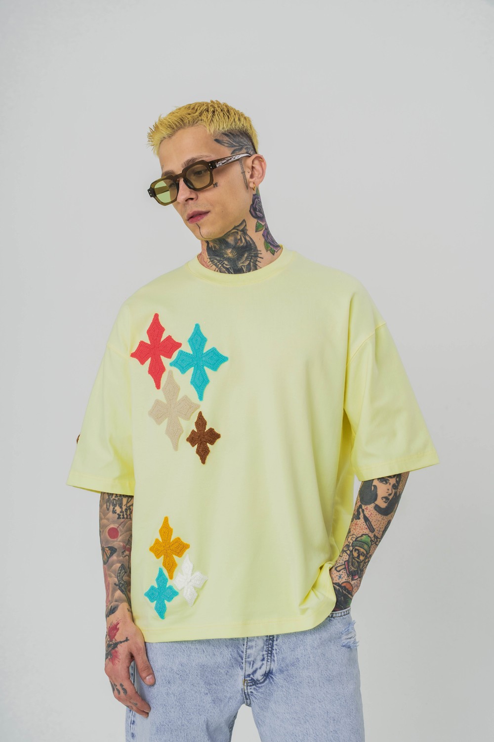 Macrame Nakış Detaylı Oversize T-shirt
