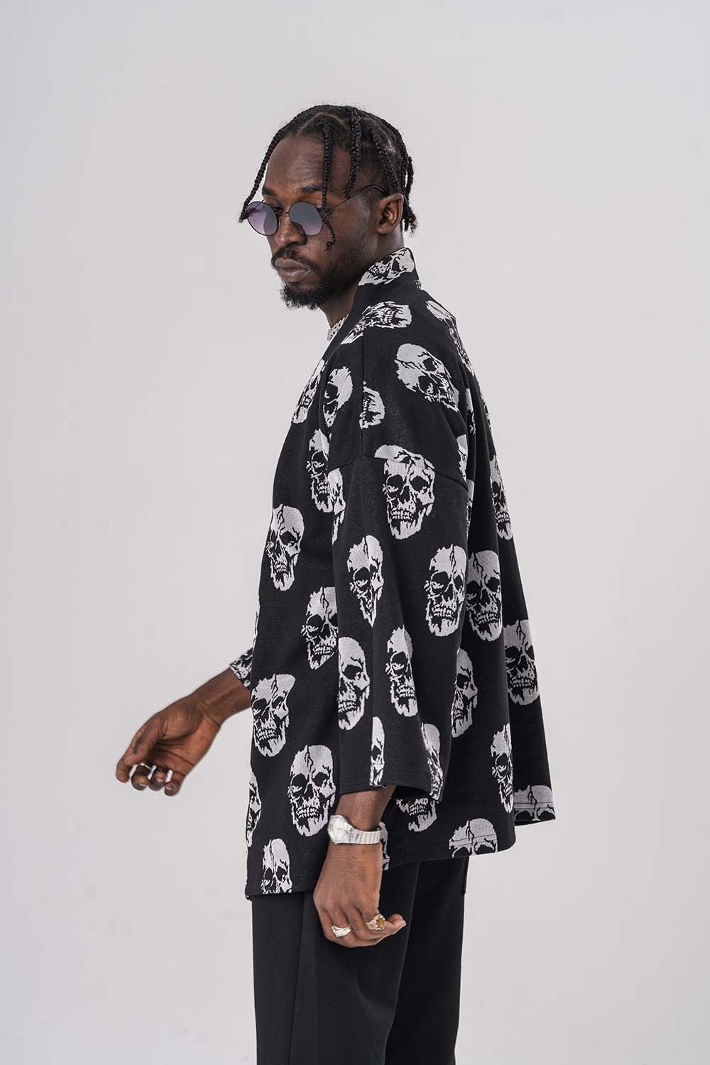 Skull Desenli Kimono Hırka