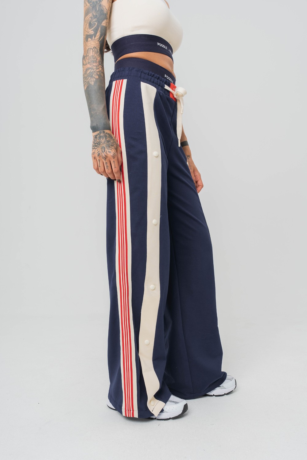 Urban Stripe Şerit ve Trok Detaylı Baggy Kadın Eşofman Alt - Lacivert