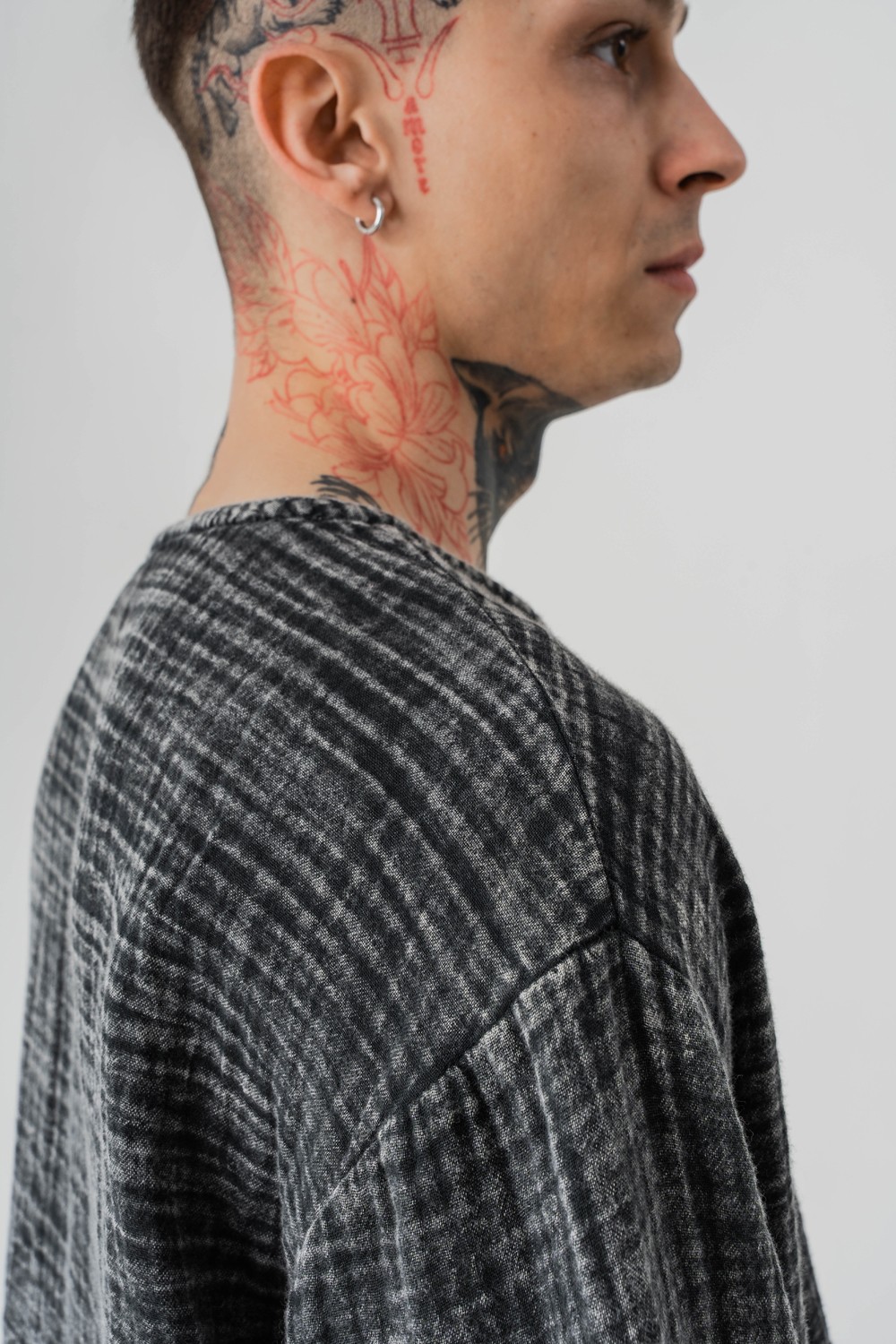 Screen Yıkamalı Keten Kumaş Oversize T-shirt