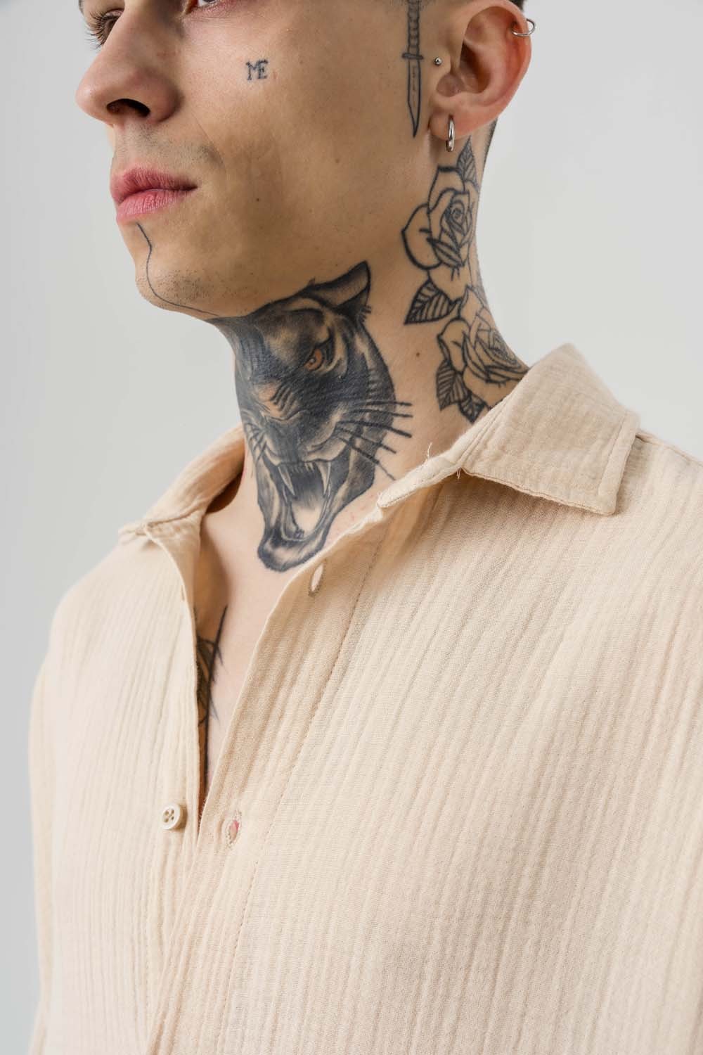Raffaele Oversize Müslin Keten Gömlek
