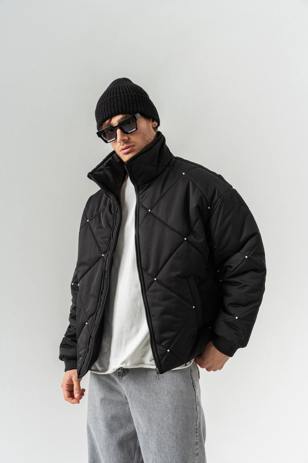 Diamond Pearl İnci Detaylı Kapitone Şişme Mont