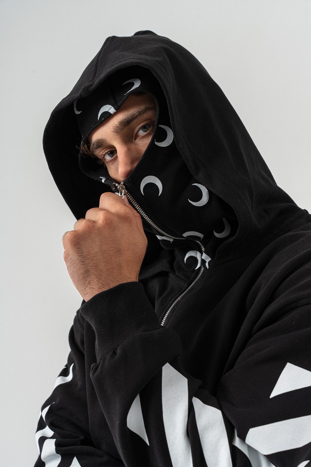 Moonknight Maske Detay Fermuarlı Sweatshirt Hoodie