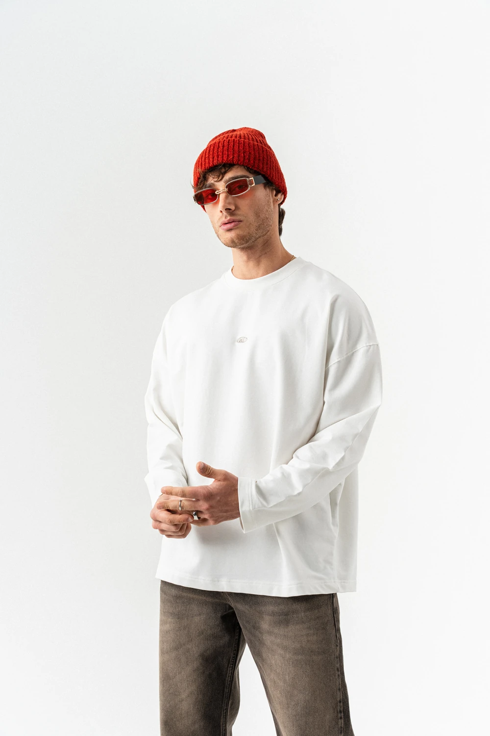 Airvoid Basic Bisiklet Yaka Sweatshirt - Ekru