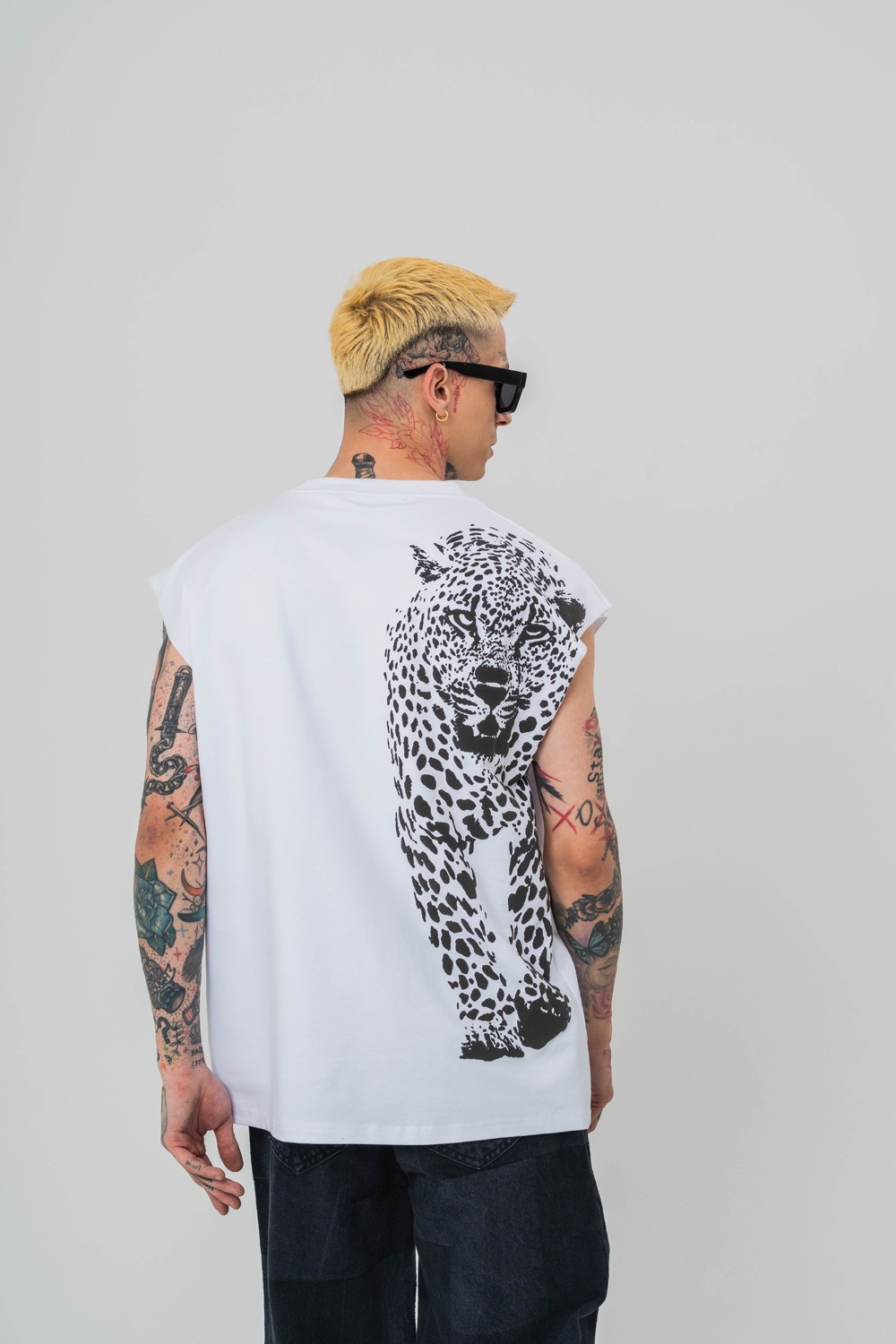 Pars Kolsuz Oversize T-shirt - Beyaz