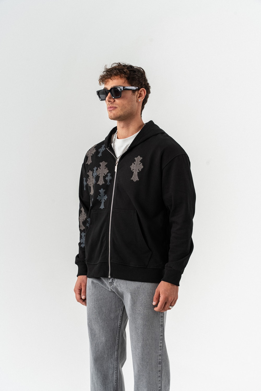 Grafflow Nakış Detay Fermuarlı Sweatshirt Hoodie