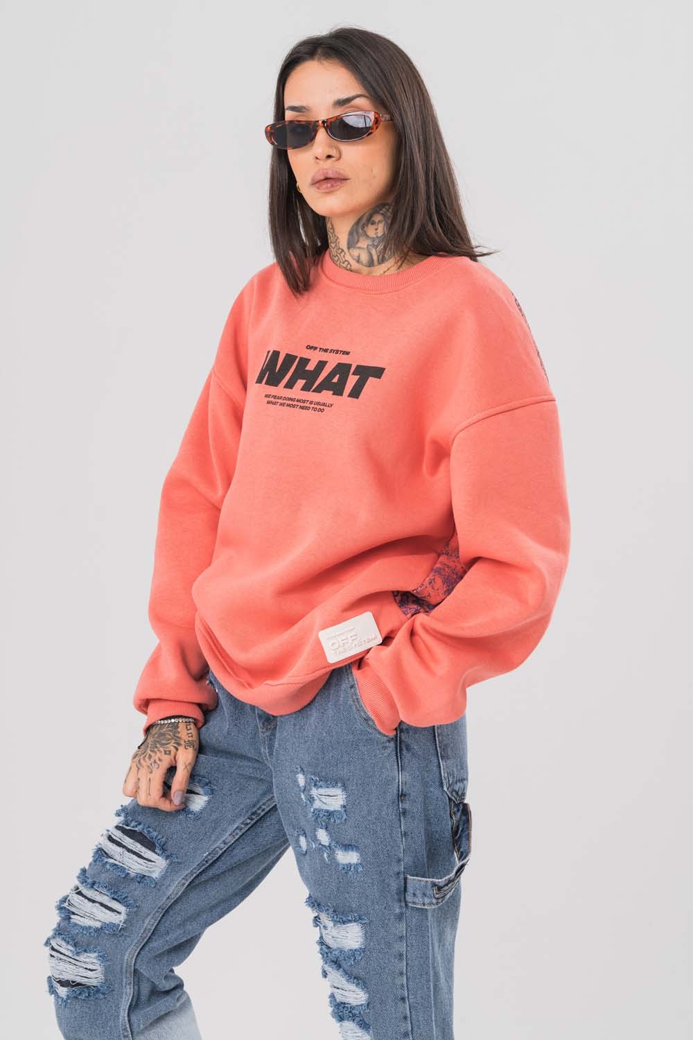 What Patch Detaylı Bisiklet Yaka Sweatshirt